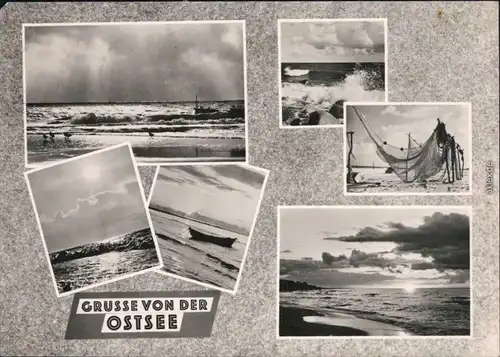 Mecklenburg Vorpommern Grüße von der Ostsee: Strand, Boot, Fischernetz,  1965