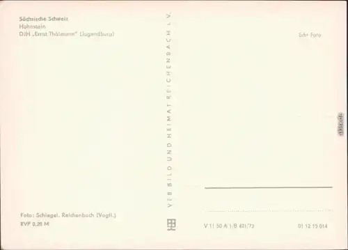 Ansichtskarte Hohnstein (Sächs. Schweiz) Jugendburg "Ernst-Thälmann" 1973