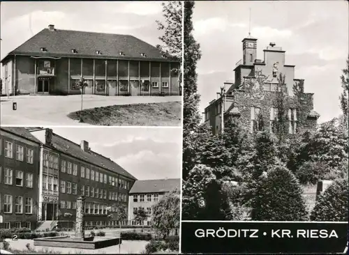 Ansichtskarte Gröditz Filmtheater, Polytechnische Oberschule, Rathaus 1978 