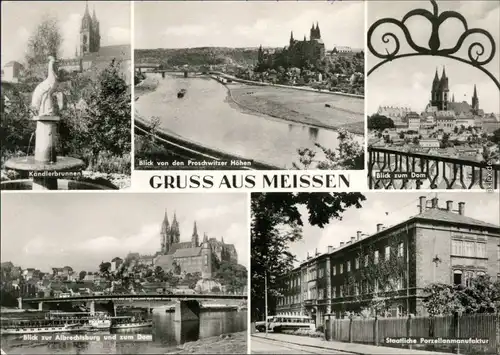 Meißen Kändlerbrunnen, Proschwitzer Höhen, Dom,  Porzellanmanufaktur 1976