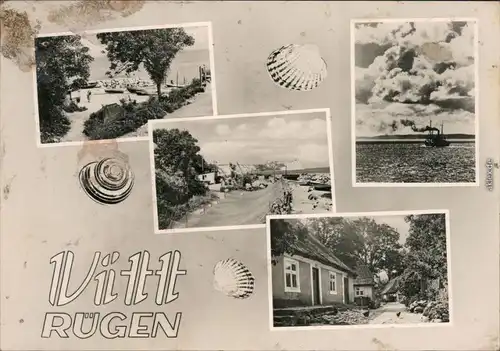 Vitt (Vitte - Arkona)-Putgarten Bootsanlgestelle am Strand, Kutter, Häuser 1963