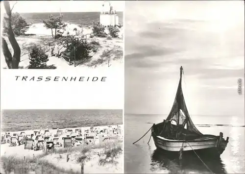 Trassenheide Strand, Fischerboot Ansichtskarte 1981