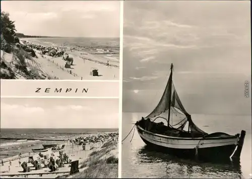 Zempin Strand, Fischerboot Ansichtskarte 1980