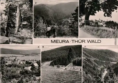 Ansichtskarte Meura  Meurasteine Suhlbachtal  Panorama  Waldbad Schlagetal 1973