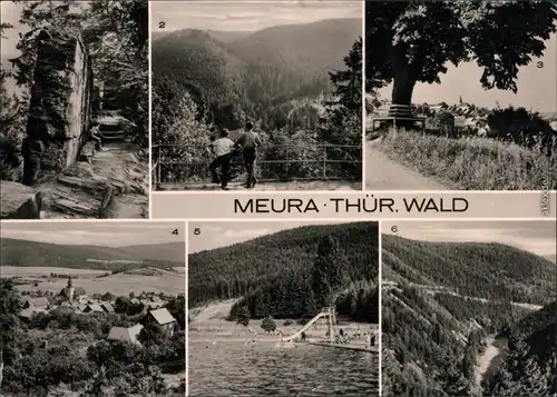 Meura 1 Meurasteine 2 Suhlbachtal 3,4 Panorama 5 Waldbad 6 Schlagetal 1973