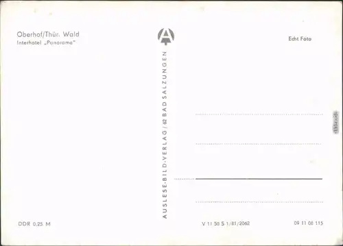 Oberhof (Thüringen) Interhotel Panorama  Ansichtskarte  1981