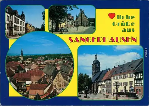 Sangerhausen Teilansicht, Kirche, Markt, Straßenansicht 1987