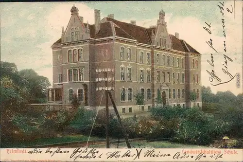 Helmstedt Landwirtschaftsschule 1904 Prägekarte Ansichtskarte