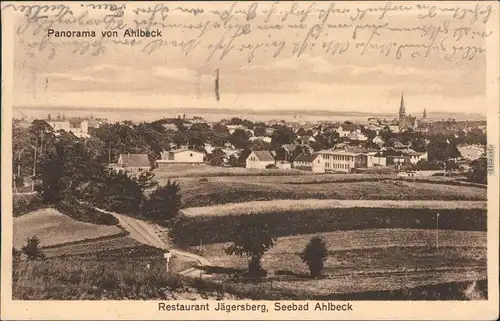 Ahlbeck (Usedom) Blick auf die Stadt - Restaurant Jägersberg 1928 