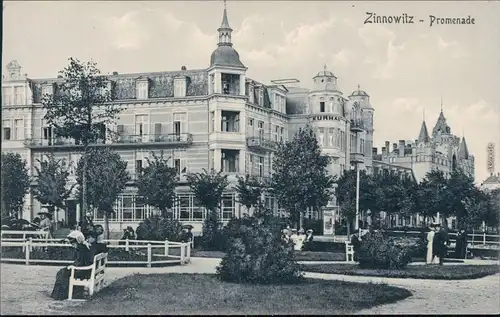 Zinnowitz Partie an der Promenade  - Villen Ansichtskarte  Usedom 1913