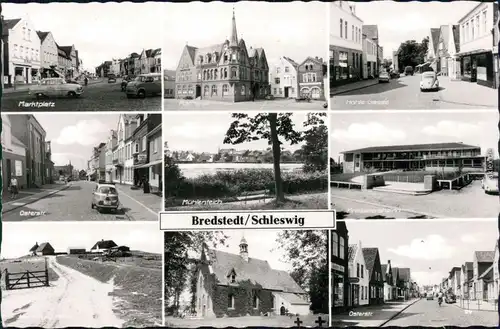 Bredstedt Mehrbild: Osterstraße, Hohle Gasse, Mühlenteich und Marktplatz 1965 