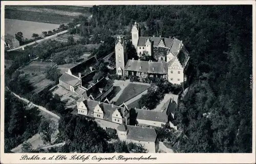Ansichtskarte Strehla (Elbe) Schloß, Original-Fliegeraufnahme 1940