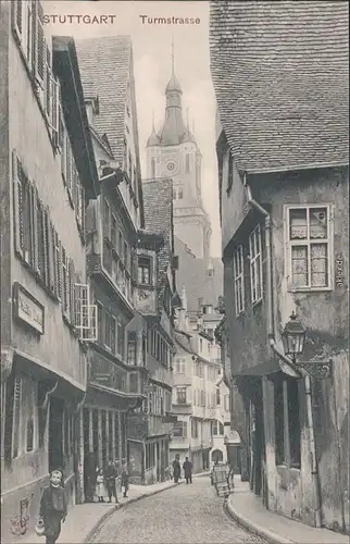 Stuttgart Partie in der Turmstrasse Ansichtskarte 1905