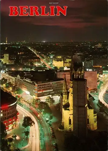 Charlottenburg-Berlin Kaiser-Wilhelm-Gedächtniskirche bei Nacht 1980