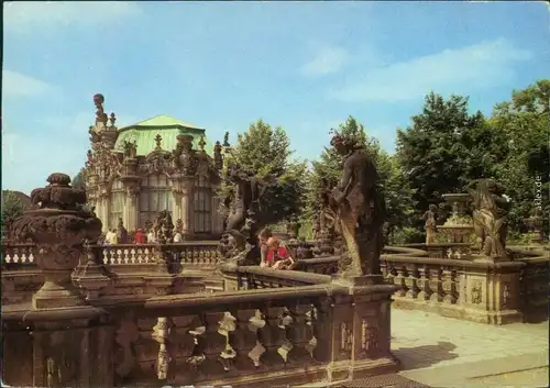 Ansichtskarte Innere Altstadt-Dresden Zwingerterrasse mit Wallpavillon 1984