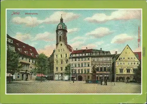 Jena Marktplatz mit Hanfrieddenkmal und "Göhres Weinstuben" um 1910 1986