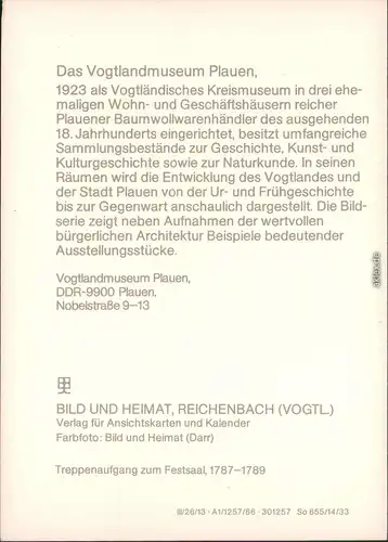 Plauen (Vogtland) Vogtlandmuseum 1986 (nur Deckblatt von Serie)