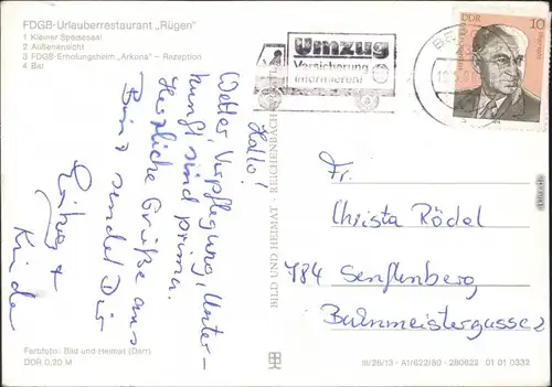 Binz (Rügen) 1.2.4. FDGB-Urlauberrestaurant 3. FDGB-Erholungsheim "Arkona" 1986