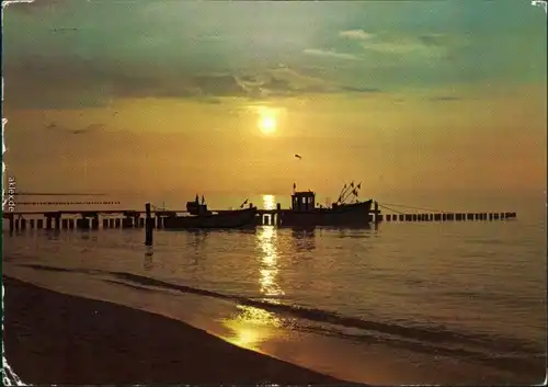 Mecklenburg Vorpommern Grüße   Ostsee: Fischerboot bei Sonnenuntergang 1977