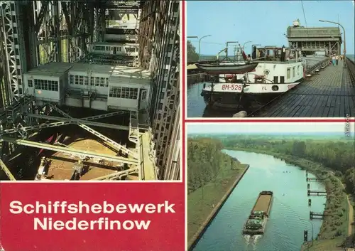 Niederfinow Schiffshebewerk - Oberhafen mit Kanalbrücke und  l 1989