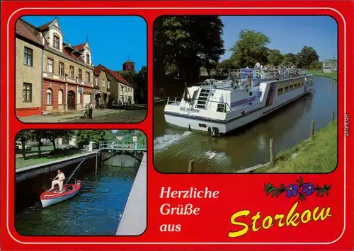 Storkow (Mark) kirche, Passagierschiff auf dem Storkower Kanal, Schleuse 1995