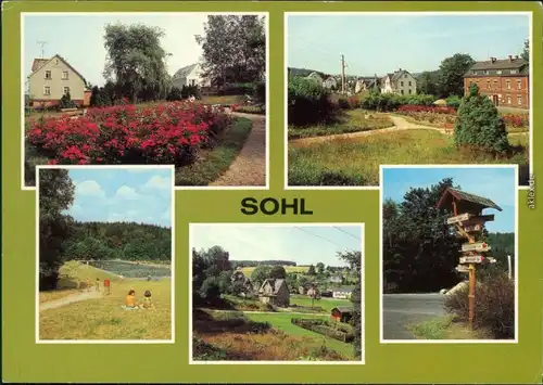 Sohl-Bad Elster Park, Teilansicht, Freibad, OT Schwarzenbrunn, Wegweiser 1983