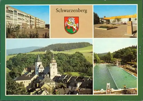 Schwarzenberg (Erzgebirge) Oberschulen, Gaststätte "Roter Löwe" Freibad 1983