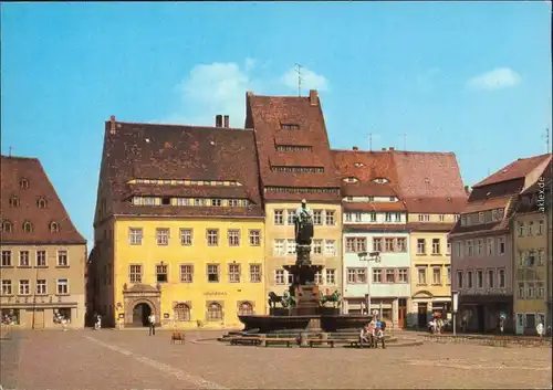 Ansichtskarte Freiberg (Sachsen) Obermarkt mit Brunnen "Otto der Reiche" 1983
