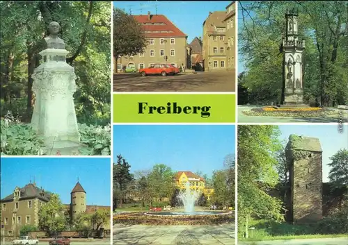 Freiberg (Sachsen) A.-G.-Werner-Denkmal,  Nuschke-Platz, Silbermannhaus,   1983