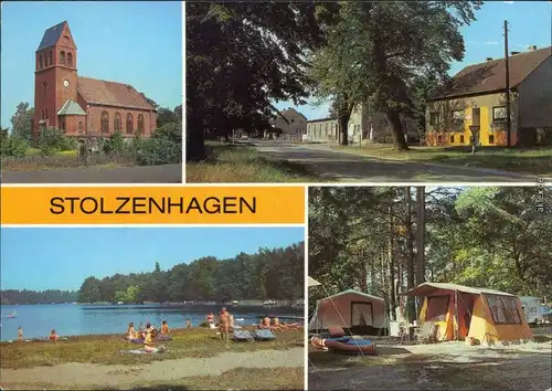 Stolzenhagen Dorfkirche, Dorfstraße, Badestelle   Campingplatz 1986