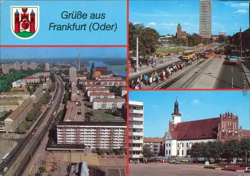 Frankfurt (Oder) Rathaus, Karl-Marx-Straße, Wilhelm-Pieck-Straße 1988