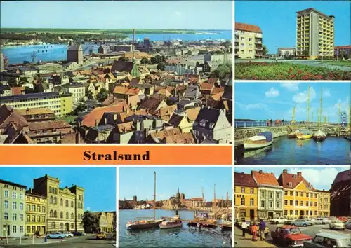 Stralsund Leninplatz, Blick zum Hafen, Am Heinrich-Heine-Ring, Alter Markt 1979