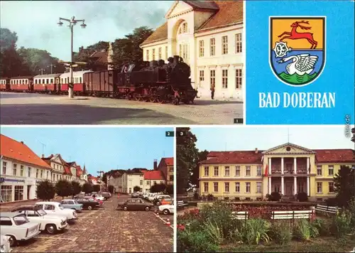 Bad Doberan Bäderbahn, Markt mit Trabant und Wartburg Moorbad 1979
