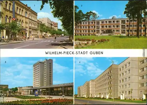 Ansichtskarte Guben Wilhelm-Pieck-Straße, Schule, Obersprucke 1975 