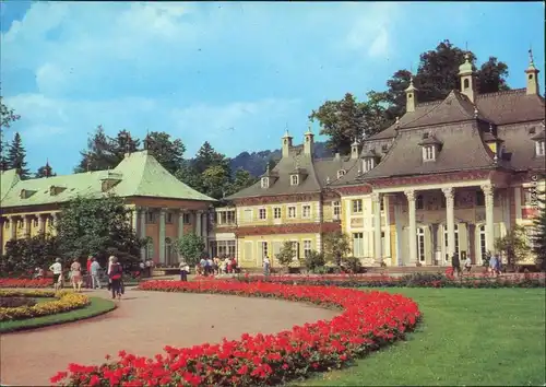 Ansichtskarte Pillnitz Bergpalais mit Blumenbeete 1981