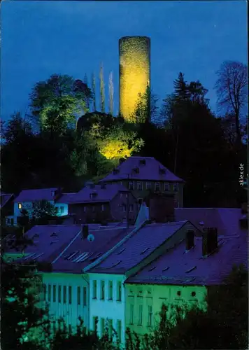 Ansichtskarte Bad Lobenstein Stadtpartie - illuminierter Turm 1999