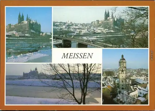 Ansichtskarte Meißen Burg und Dom, Elbansicht, Panorama-Ansicht, Kirche 1990