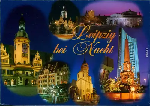 Ansichtskarte Leipzig Leipzig bei Nacht 1997