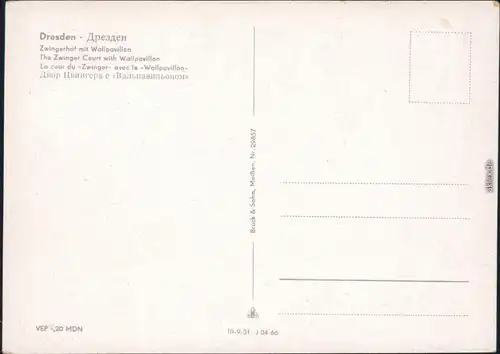 Innere Altstadt-Dresden Dresdner Zwinger: Zwingerhof mit Wallpavillon 1966