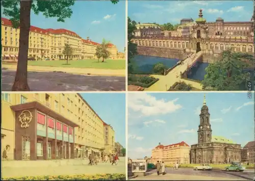 Dresden Altmarkt mit Café Prag, Zwinger, Ringcafé, Kreuzkirche 1965