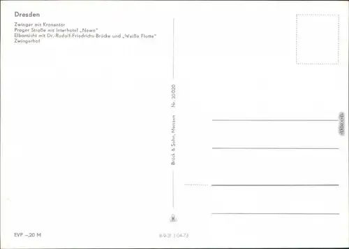 Dresden Zwinger, Prager Straße mit Interhotel "Newa", Elbansicht  1973
