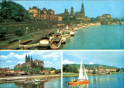 Pillnitz Dresden: Brühlsche Terrasse / Terassenufer, Schloss Pillnitz,   1981