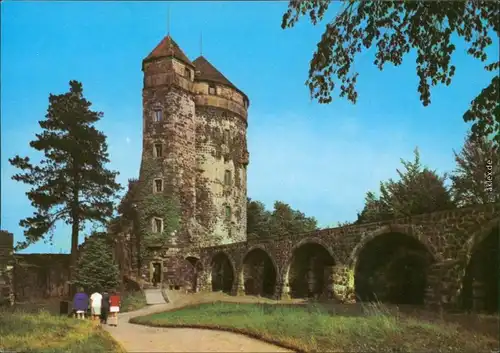 Stolpen Burg Stolpen: 3. Burghof - Johannisturm mit Wehrgang 1975