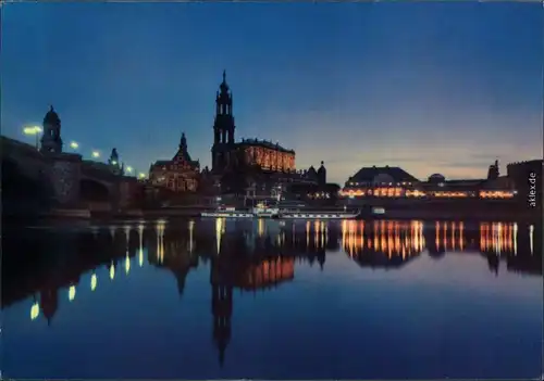 Ansichtskarte Dresden Elbansicht bei Nacht 1972