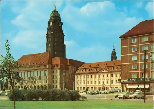 Ansichtskarte Dresden Neues Rathaus mit Gewandhaus 1968