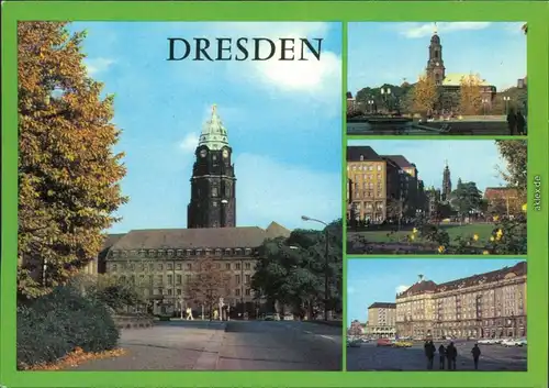 Ansichtskarte Innere Altstadt-Dresden Neues Rathaus und Altmarkt 1981
