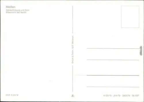 Ansichtskarte Meißen Schloss Albrechtsburg und Dom, Elbansicht bei Nacht 1979