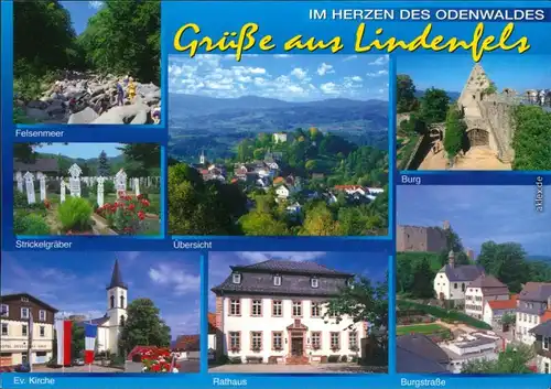 Lindenfels (Bergstraße) Felsenmeer  Ev. Kirche, Rathaus, Burgstraße, Burg 1997