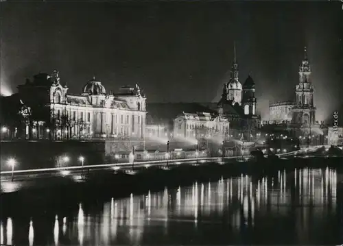 Ansichtskarte Dresden Dresden Altstädter Elbufer im Scheinwerferglanz 1965