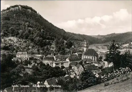 Königstein (Sächsische Schweiz) Panorama-Ansicht, Festung Königstein 1965